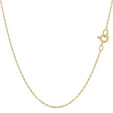 14k Yellow Real Gold Rope Chain Necklace, 0.4mm, 20"