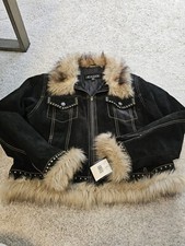 Vintage Giacca Y2k Penny Lane Denim Coat Long Sz Xl, 90s Shaggy