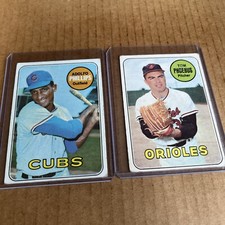1969 Topps Adolfo Phillips #372 & Tom Phoebus #185 Vintage Baseball (fair)(a)
