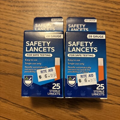 Rite Aid Safety Lancets - 28 Gauge - 25 Count  Exp 10/27