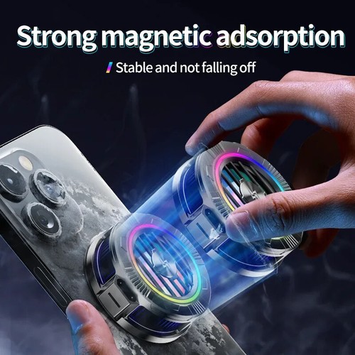 Mobile Phone Back-Clip 2-In-1 Magnetic Radiator Cooler Semiconductor w RGB Light - Picture 2 of 22