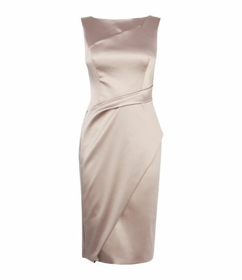 champagne satin wrap dress