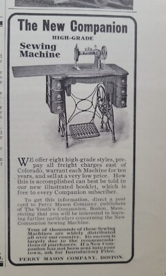 1913 Perry Mason Company Boston MA New Companion sewing machine ad