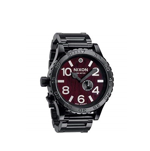 NEW NIXON 51-30 BLACK TONE S/STEEL+DARK WOOD DIAL,300M SWISS WATCH 