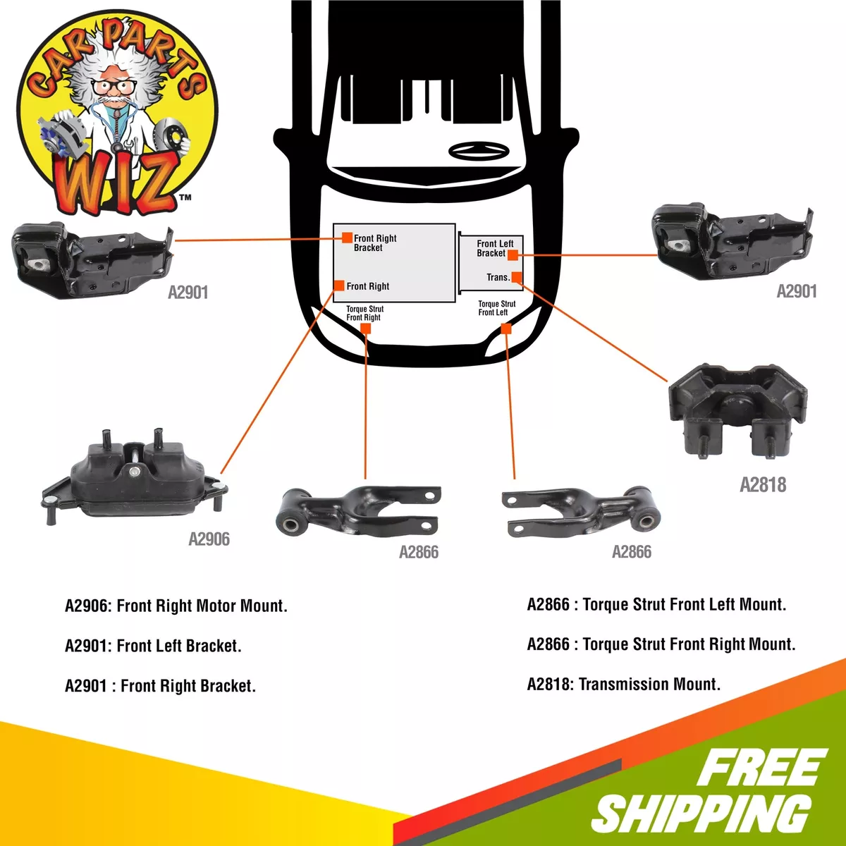 New Engine Motor Trans. Mount Kit 6PCS Fits 00 05 Chevrolet