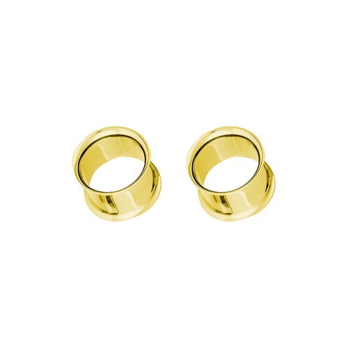 Pair of Surgical Steel PVD Gold Double Flare Ear Tunnels Earlets Gauges Plugs - Picture 58 of 109