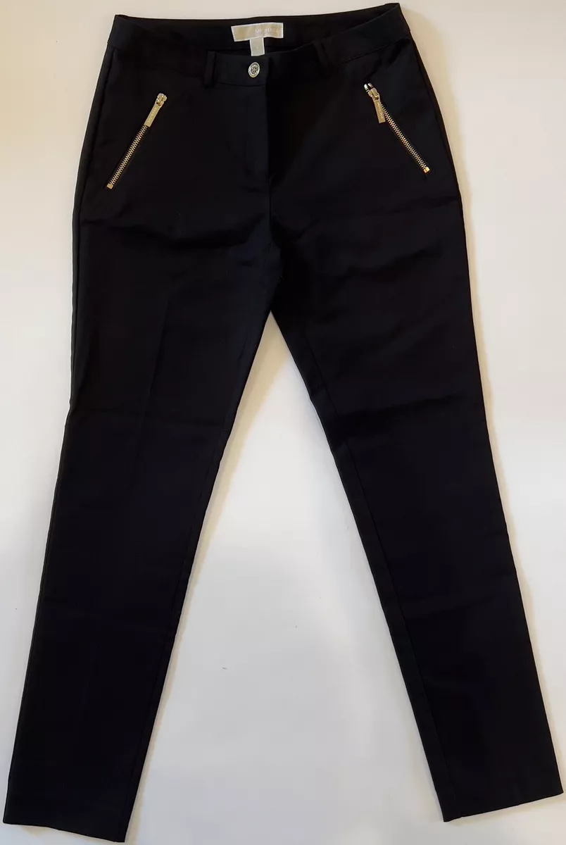 Michael Kors Women's Pants Black 2 Pocket Trouser Gold Zip Pulls