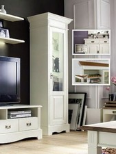 Massivholz Vitrine Kiefer Champagner Shabby Chic Vitrinenschrank Glas-schrank