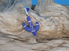 Saguaro Cactus Sterling Silver DOUBLE Sided Blue Lapis White Opal Pendant S11