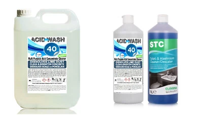 GRIME-X/CLOVER Acid Wash 40 & STC Toilet Bathroom Descaler Cleaner Washroom Limescale 1 / 5 L