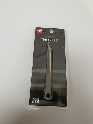 Walgreens Mens Stainless Steel Slant Tip Tweezers. Brand New In Package 