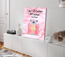 I Am Fashion Quote & Perfume Bottle Stretched Canvas 40x50cm Print