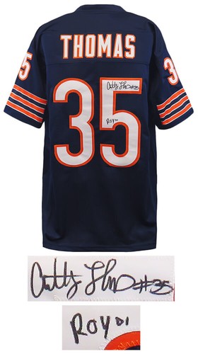 Anthony Thomas (BEARS) Signed Navy Custom Football Jersey w/ROY'01 - (SS COA) - Picture 2 of 3