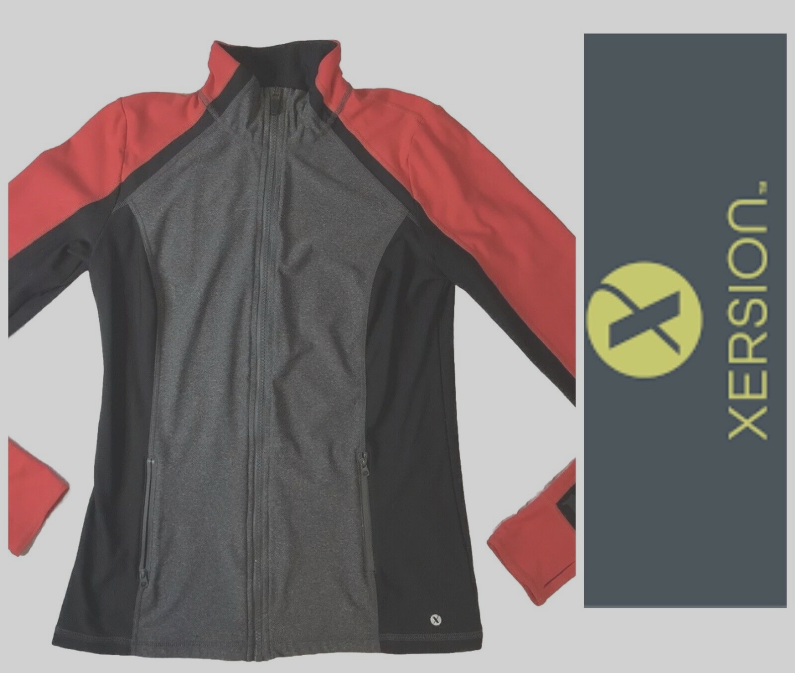 FILA Xersion Giacca Donna Small Slim Fit Leggera Full Zip Rosso e Grigio