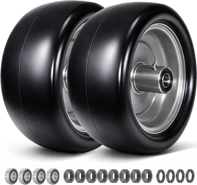 Flat Free 13X6.50-6 Tire & Wheel for Zero-Turn Lawnmowers - 2 Pcs Gray