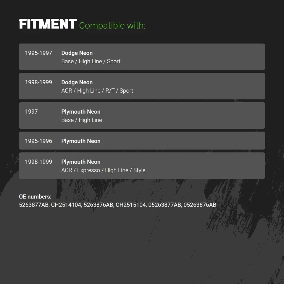 Headlight Seal Set For Dodge Neon 1995-1999 Driver OR Passenger Side 5263877AB Foto 4 de 4