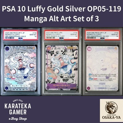 PSA 10 Luffy Gold Silver OP05-119 Manga Alt Art Parallel One Piece