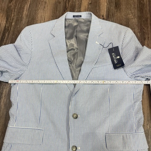 Stafford Seersucker Sport Coat Men’s 42R Blue Classic Fit Essentials Striped - Picture 3 of 10