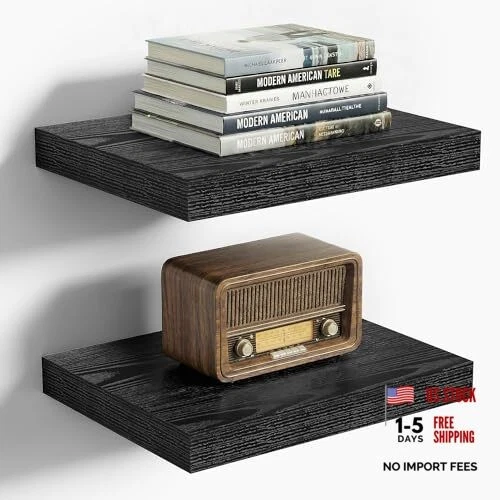 10.Inches Floating Shelves Wall Mounted, 10" Deep 10.2”wx10.2”dx1.5”h Black 2