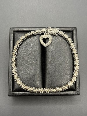 7,25'' Vintage Sterlingsilber einzelner Diamant Illusion Armband 10 Gramm B4