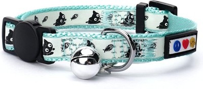 Glow in the Dark Cat Collar W/ Breakaway Safety Buckle & Bell Adjustable Kitten