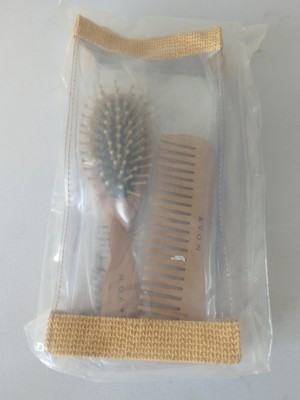 AVON 1999 Wood Comb & Hairbrush Set w Case New Old Stock Vintage 90's y2k
