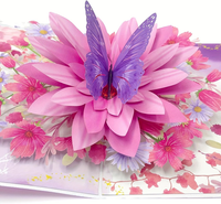 Geburtstagskarte Frau Mit Rosa Blumen & Schmetterling, SchöN 3D Pop Up Karte Zum