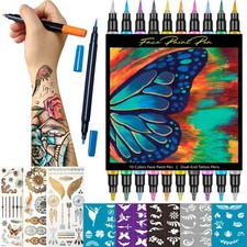 Temporary Tattoo Markers for metallic gold, silver, blue