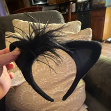 Black Cat Ears Headband with Tuft, Halloween Costume Accessory, One Size