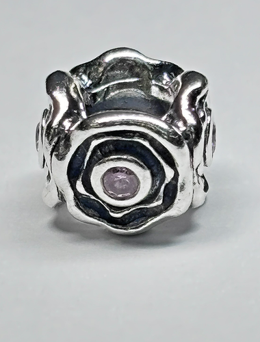 Pandora Sterling Silver Pink CZ Rose Petals Flower Charm 2.4g - 第 1/4 張圖片