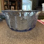 VTG Avalon Blue Anchor Hocking Glass Floral Large Salad/Serving Bowl Serveware