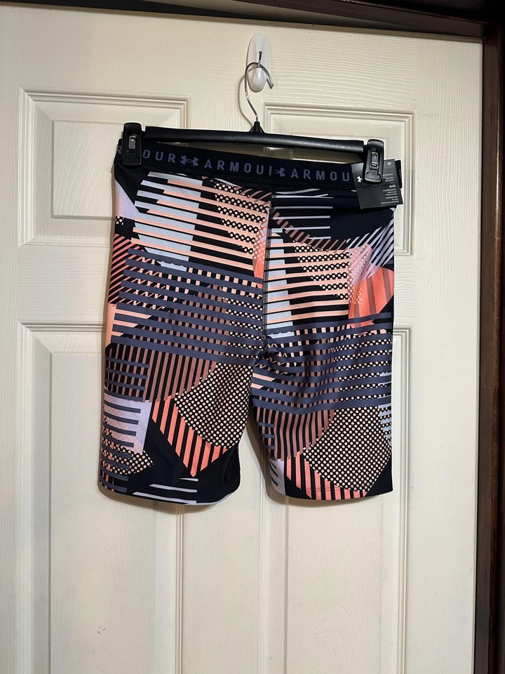 Under Armour Compression Bike Shorts Womens Large Geo Print NWT Activewear - Image 2 of 4