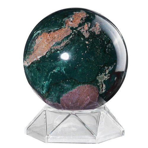 Natural Ocean Jasper Crystal Ball with Acrylic Stand, 71-80 mm Feng Shui Divi...