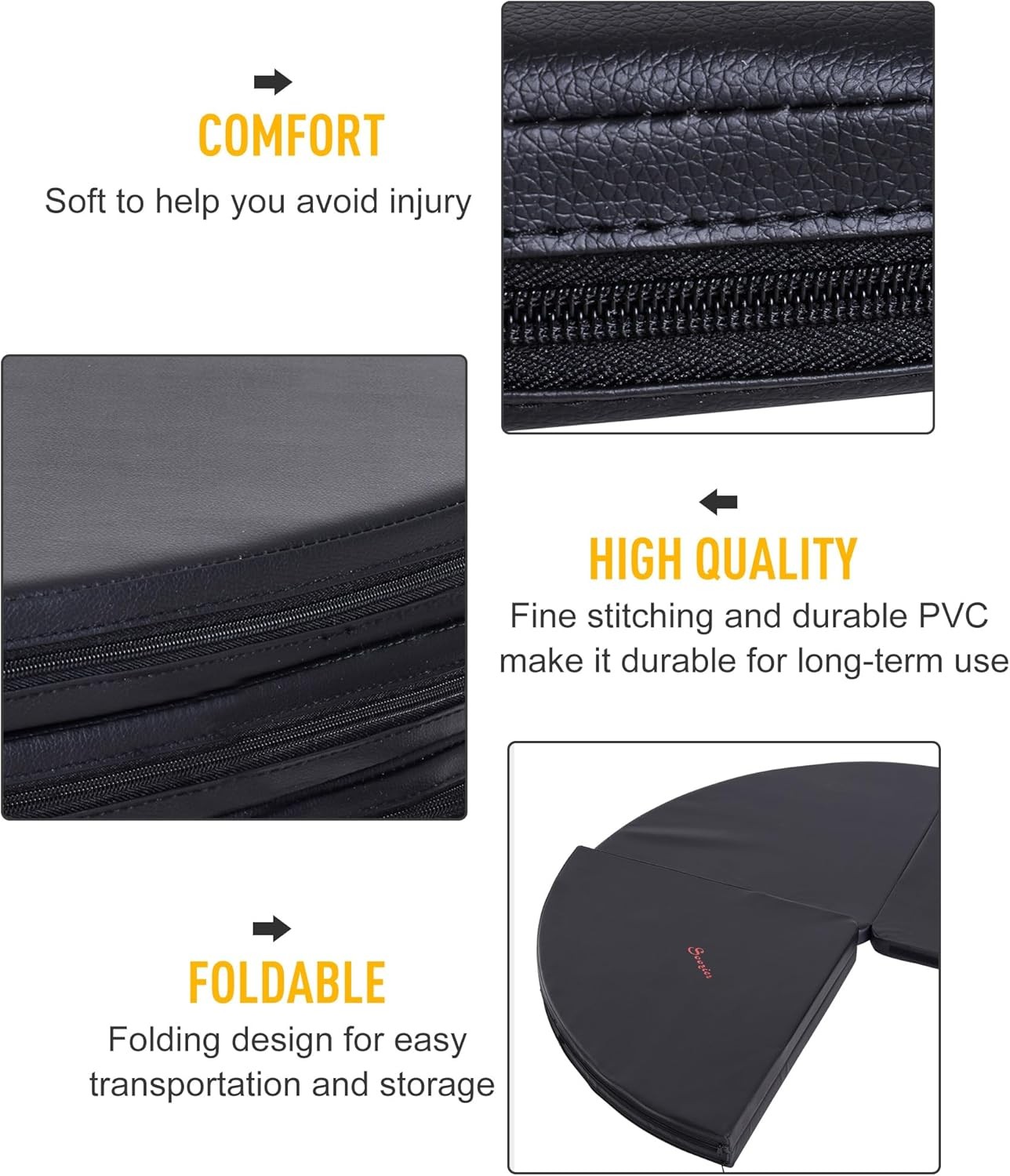 Soozier Pole Dance Mat, 2"T x 5'W Folding Pole Crash Mat for Home, Foldable