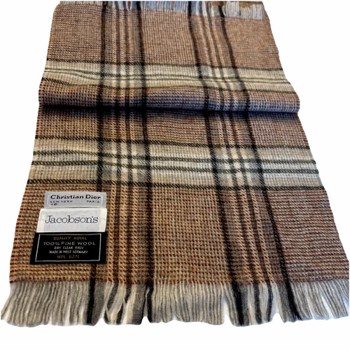 Christian Dior écharpe plaid 100% laine fine qualité Royal West Germany WPL 6271