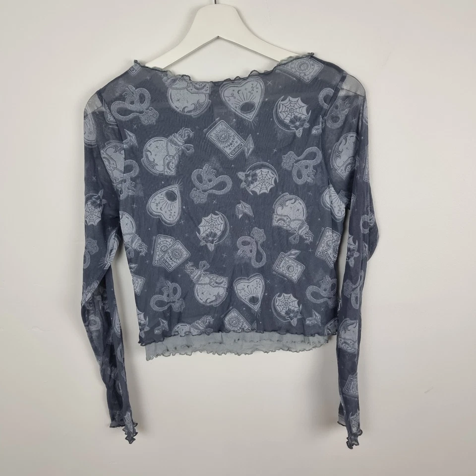 Jay Jays Mesh Top Size L Long Sleeve Sheer Ouija Board Tarot Card - image 4 of 4