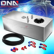 15 GALLON TOP-FEED ALUMINUM RACE FUEL CELL TANK+CAP+LEVEL SENDER+NYLON LINE KIT