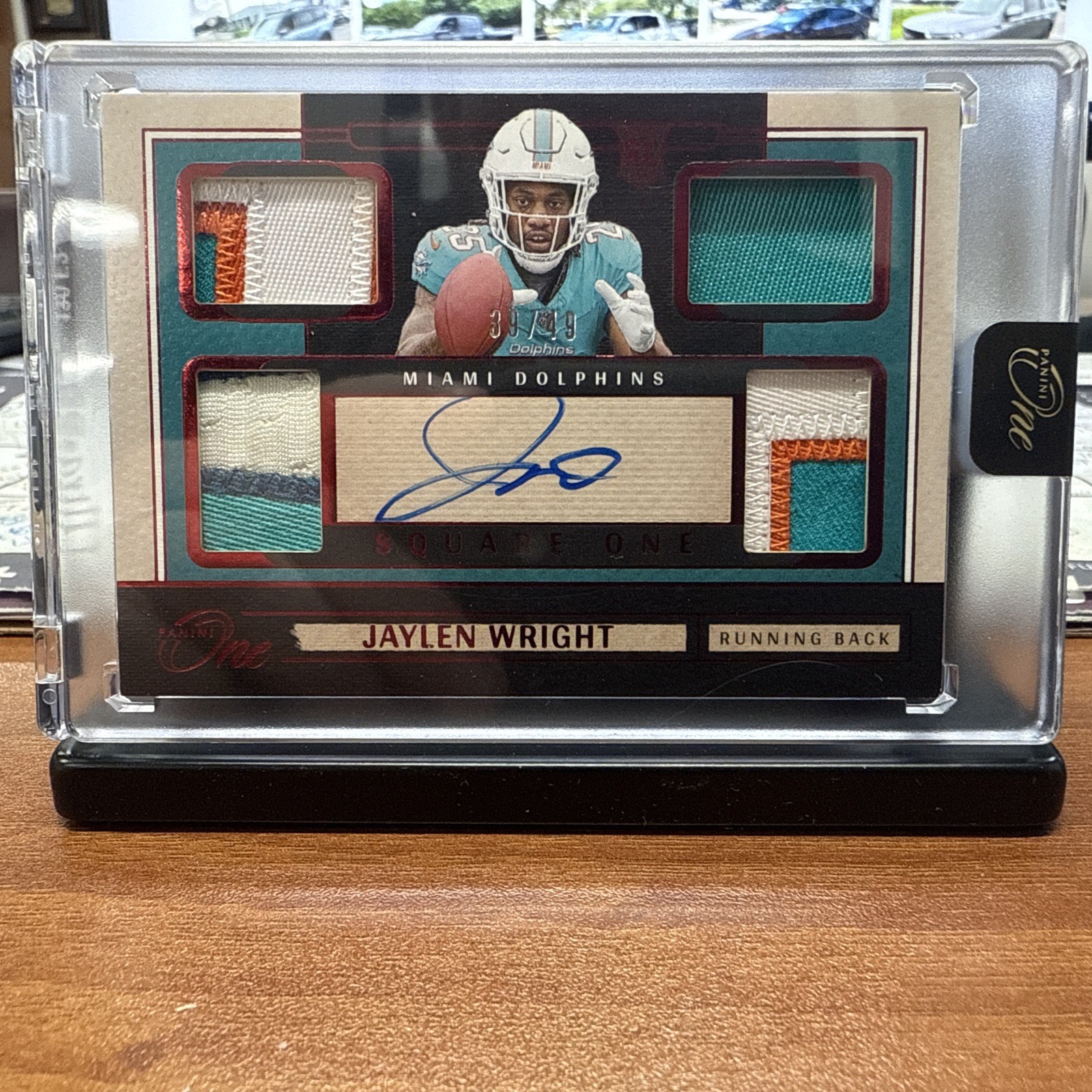 2024 Panini One Football - #76 Jaylen Wright SQUARE ONE AUTOGRAPHS RED /49
