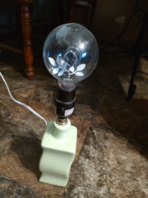Vintage CN Burman Lime Chic Retro Lamp With Figural Rose Bulb