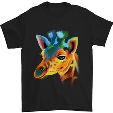 Una Camiseta De Hombre Acuarela De Jirafa 100% Algodón