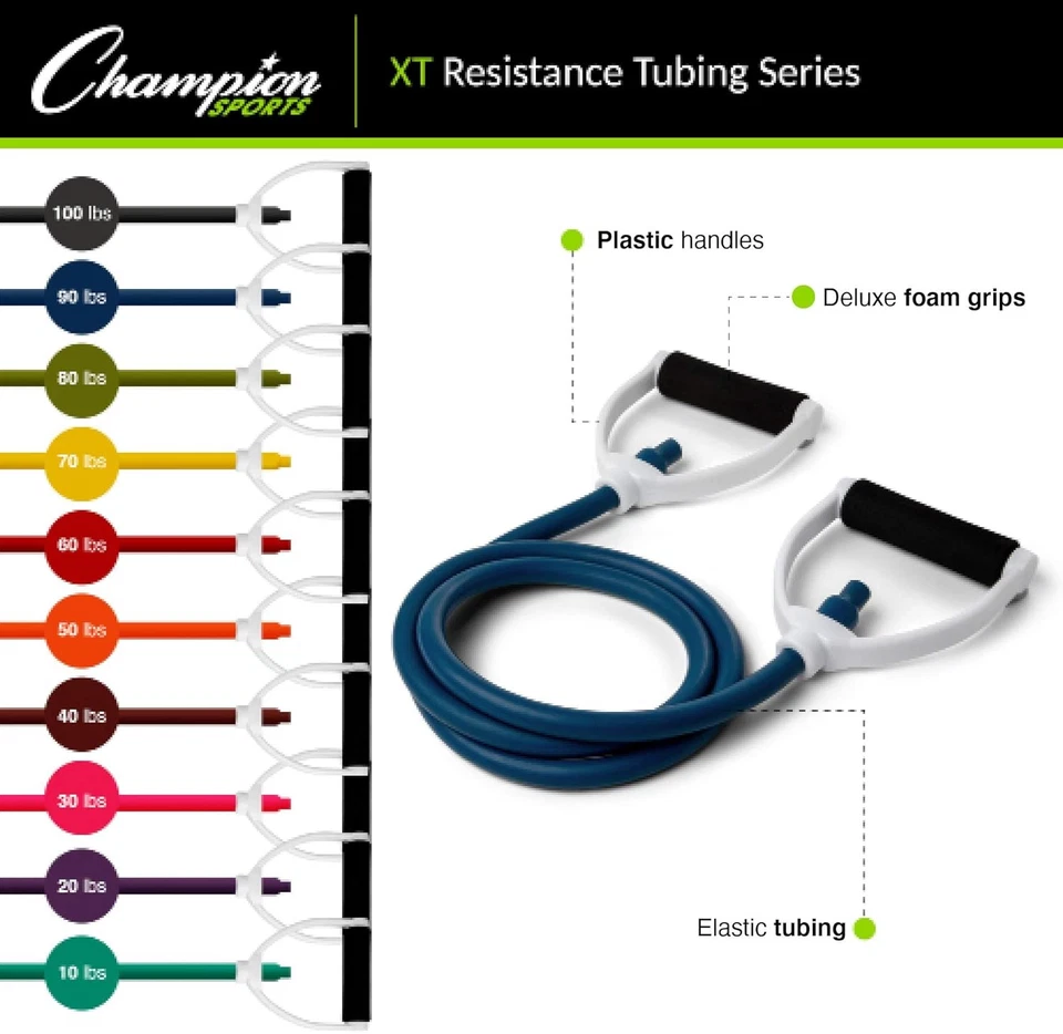 Bandas de tubo de resistencia deportiva Champion para hombre y 60 libras - rojas  Foto 4 de 4