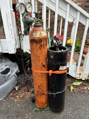 Oxygen And Acetylene Tanks With Cart