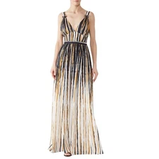 Ronny Kobo Multicolored Salee V-neck Flowy Maxi Dress Womens Size Medium