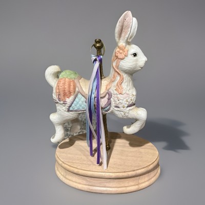Vintage Bunny Rabbit Carousel Music Box 8  Tall