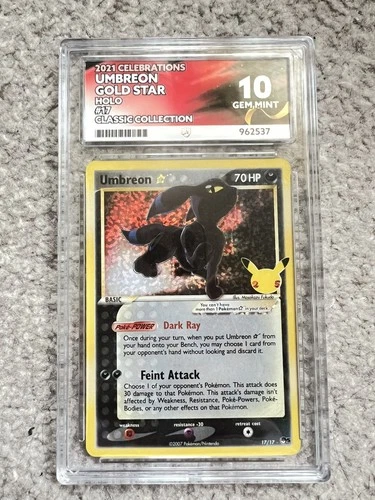 Pokémon TCG Umbreon Celebrations Gold Star Card 17/17 Ace 10 Graded