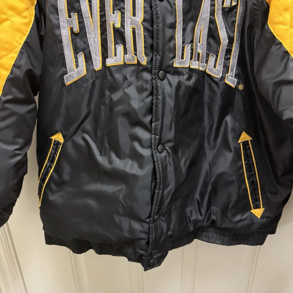 Everlast золото черный и серебро винтажный ретро с капюшоном кнопка пуховик куртка Sz большой - Изображение 2 из 4