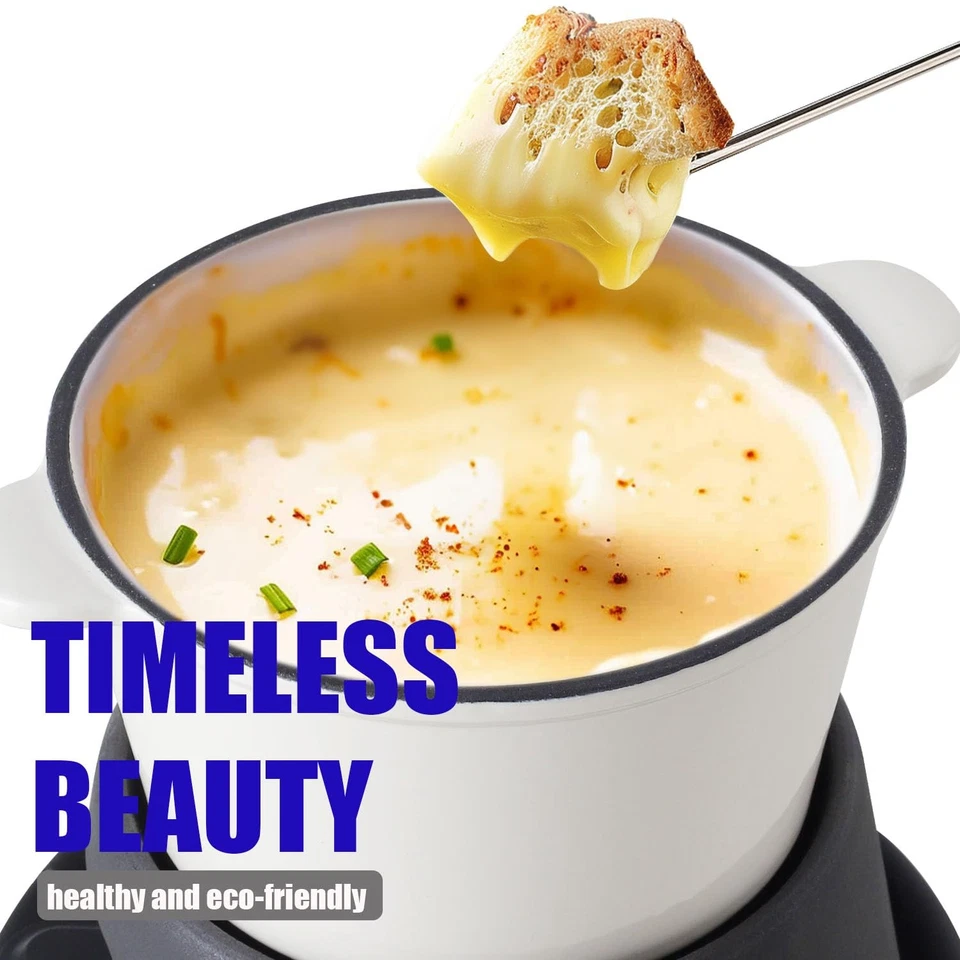 Cast Iron Fondue Pot Set for Chocolate Cheese Swiss Fondue Pot Set for Meat w... - Image 3 of 4