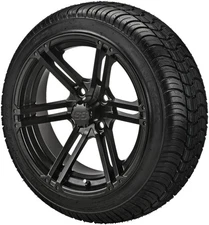 (4) Golf Cart 205/30-14 LSI Elite Low Pro Tires on 14x7 Matte Black Yukon Wheels