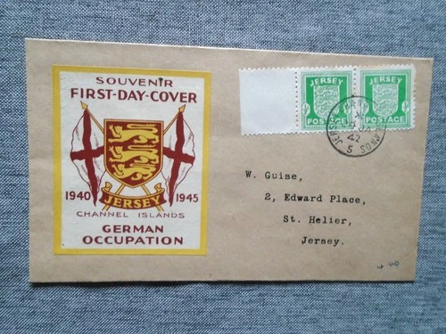 Jersey 1942 WWII German Occupation 1/2d Arms First Day Cover (see description)