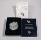 2014 AMERICAN SILVER EAGLE PRISTINE 1 OZ. PURE FINE SILVER IN CAPSULE BOX W/ COA